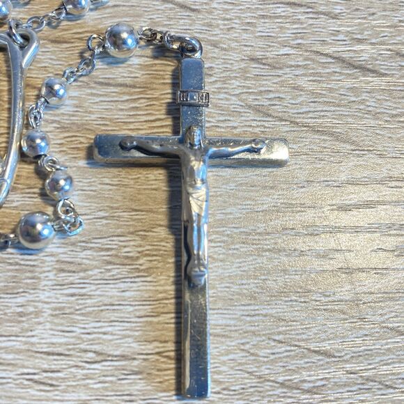 VINTAGE ALL STERLING SILVER ROSARY by CREED - 24 G 17” - CLASSIC ELEGANCE - Picture 3 of 11